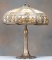 Antique slag glass, multi-panel Table Lamp, circa 1920-1925, attributed to Chicago Lamp Co., 17 1/2