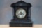 Vintage black wooden German Mantle Clock, with unusual 14 day time and strike movement, very good co