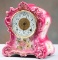 Antique Ansonia China Clock (rose), circa 1920, 8-day time and strike. China case is marked 