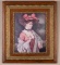 Beautiful antique oak and gilded Frame, circa 1900-1910 with Victorian Lady print, measures 26 1/2