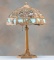 Bent panel slag glass Table Lamp, circa 1920s, attributed to Chicago Lamp Co., with 15