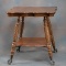 Fancy oak antique ball and claw Lamp Table, circa 1900-1910, with twisted legs, 29 3/4 