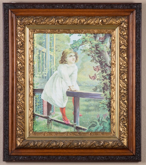 Extremely fine antique, oak and gilded Frame, circa 1900-1910, measures 27 1/2" wide x 31 1/2" tall