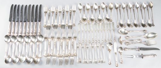 Gorham Sterling Flatware in Chantilly Pattern, circa 1950s (91 pieces). Pieces to include: 9 Serving