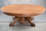 Antique quarter sawn oak claw foot Coffee Table, circa 1900-1910, 18 1/4