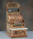 Antique brass National Cash Register in very desirable Model 216, will ring up to $1.00, in excellen