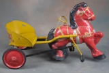 Vintage horse drawn Pedal Cart with steering handle, possibly old repaint, 34