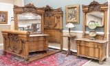 ATTENTION COLLECTORS OF KARGES FURNITURE: A magnificent, highly carved quarter sawn oak Karges, thre