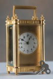 Antique brass Carriage Clock, circa 1890-1910, key wind, spring driven, appears to be complete with
