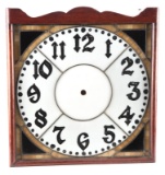 Vintage Wall Clock Case (case only), with stained and leaded glass front, etching on dial 