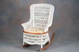 Scarce , very unusual to see, Victorian wicker Youth Rocker, possibly Heyward-Wakefield with partial
