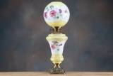 Beautiful hand painted Victorian Oil Lamp marked 