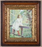 Extremely fine antique, oak and gilded Frame, circa 1900-1910, measures 27 1/2