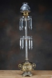 Vintage brass and glass Banquet Lamp with 20, 7