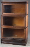 Antique three stack oak Lawyer Bookcase by Globe-Wernicke, circa 1915-1920, one 12