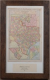 Framed Map of Texas, Oklahoma and Indian Territory, marked 
