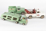 This lot consists of three vintage tin Tonka Toys to include: (1) Tonka Truck marked 