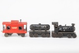 Three piece, hand made wooden Train, overall length is 29
