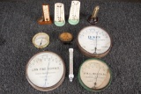 This lot consists of a collection of 10 advertising Thermometers to include: Round 6