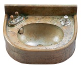 Very desirable vintage brass Rail Road Caboose Sink with three levers, one is marked 