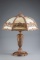 Antique bent panel Table Lamp with beautiful embossed base and 19 1/2