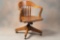 Antique oak barrel back, swivel Desk Chair, circa 1910-1920, excellent condition with adjustable sea