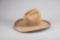 Vintage Western Hat with pencil rolled edge and Montana peak, approximately size 7 1/4 with leather