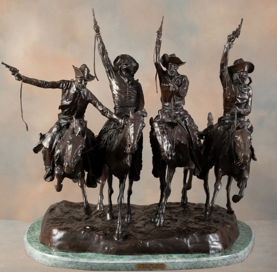 Large Western Bronze marked "Coming Through the Rye / Frederic Remington". Bronze has great detail a