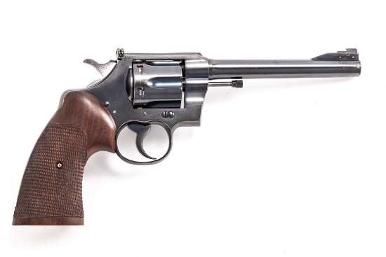 Colt Official Police, .22 LR caliber, Serial Number 11140, manufactured in 1936, 6" barrel.  Very go