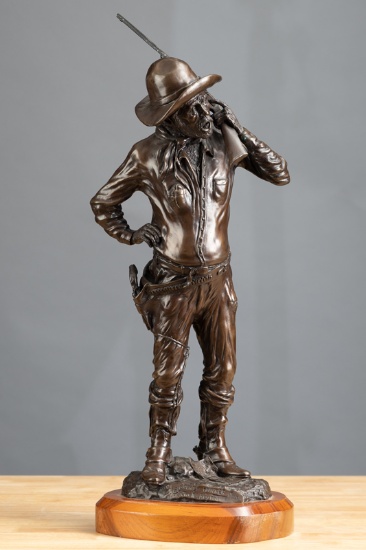 Original bronze Sculpture by the late Texas Artist Jack Bryant titled "Bounty Hunter", 19/20, mounte