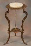 Antique cast iron Victorian Plant or Lamp Stand, circa 1890s, with onyx top and onyx center finial.