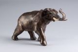 Vintage solid Bronze Sculpture of a Bull Elephant with 3