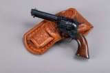 Miniature Uberti Revolver and leather Holster Rig, SN 867, rosewood grips, blue finish with case har