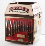 Vintage four side revolving metal Knife Display Case, circa 1940-1950. The Marquee is marked 