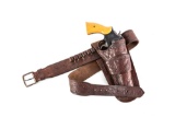 Vintage Cartridge Belt with matching tooled single loop Holster for a 5 1/2