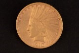 Gold U.S. $10.00 Indian Head Coin in near uncirculated condition, dated 1910. This $10.00 Gold Coin