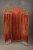 Antique triple panel, Victorian oak stick and ball Dressing Screen, circa 1890-1900, in original est