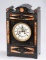 Beautiful antique French Marble Parlor / Mantle Clock with two-color marble inlay in front, 5 1/2