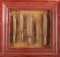 Unusual Framed Collection of five hand carved wooden Bowie Knives that vary from 15 3/4
