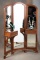 Unique folding walnut Dressing Mirror with double pull out drawers with carved pulls, circa 1920s, d