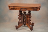 Outstanding American Burl Walnut sliding  top Game Table, manufactured in the Renaissance Period, ci