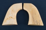 Fine pair of raised carved steer head one-piece Ivory Grips for a Colt SA Revolver. THE LATE MICHAEL