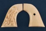 Pair of raised carved snake and eagle Ivory Grips for a Colt SA Revolver. THE LATE MICHAEL HUTYRA ES