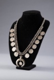 Wonderful handmade double strand beaded silver Necklace with American Silver Quarter Coins and Naja