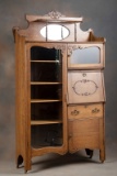 Antique quarter sawn oak Side/Side Bookcase Secretary with fancy mirrored canopy top, circa 1910-191