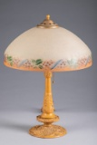 Antique reverse painted Table Lamp, circa 1920-25, possibly Pittsburg Lamp Co., with 16