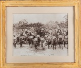 Early framed Photograph taken at the Matador Texas Ranch Round-Up 1918. Photograph is of 26 real cow