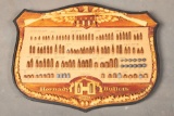 Shield shaped Hornady Bullet Board with 119 Bullets, measuring 20 1/4