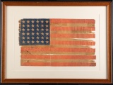 Custom framed vintage American Flag with 36 stars. Frame measures 20 1/2