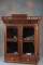 Very desirable antique counter top model Walnut Tobacco Case with glass two door front marked 